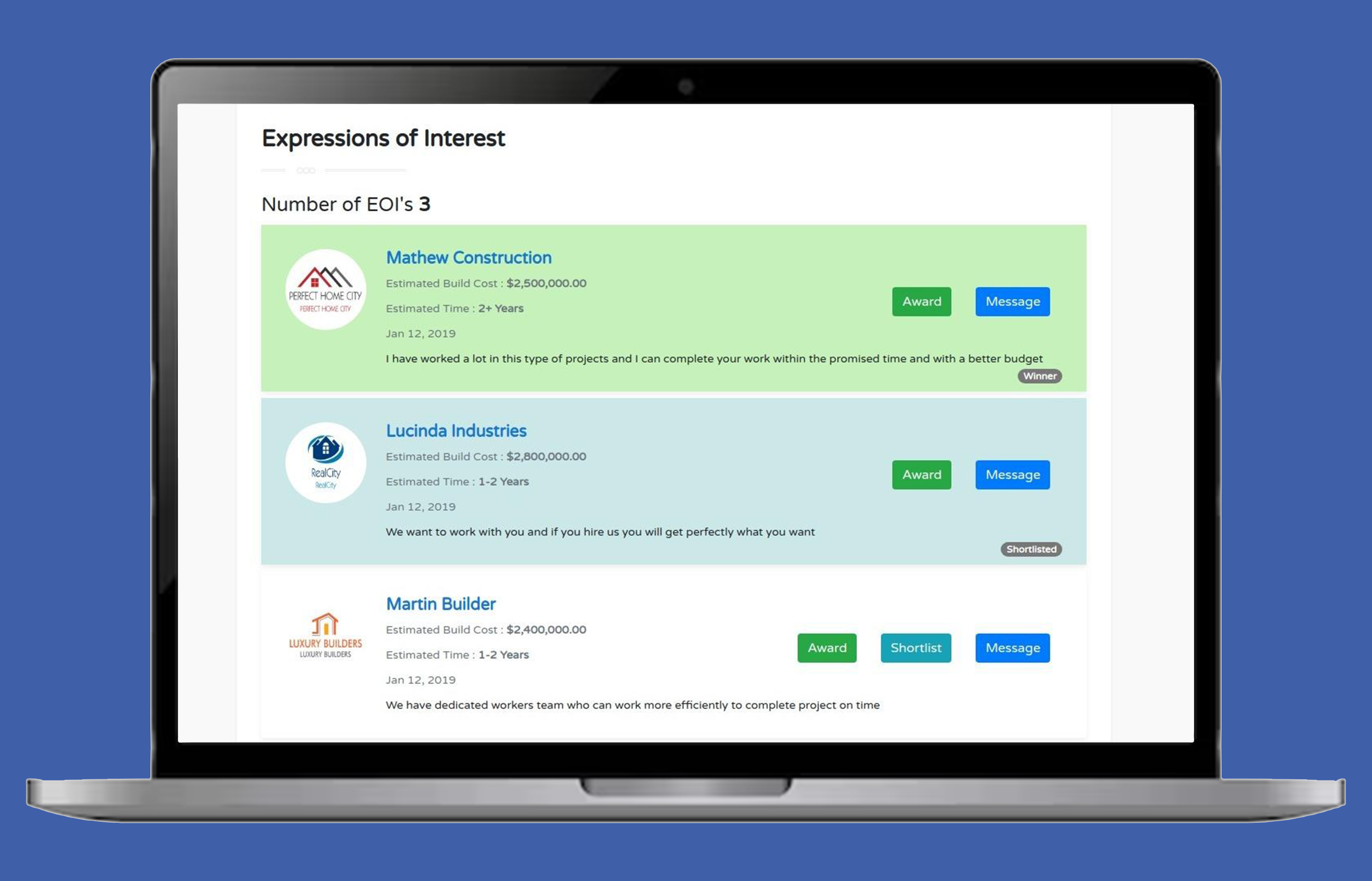 E-Tendering - Project Management